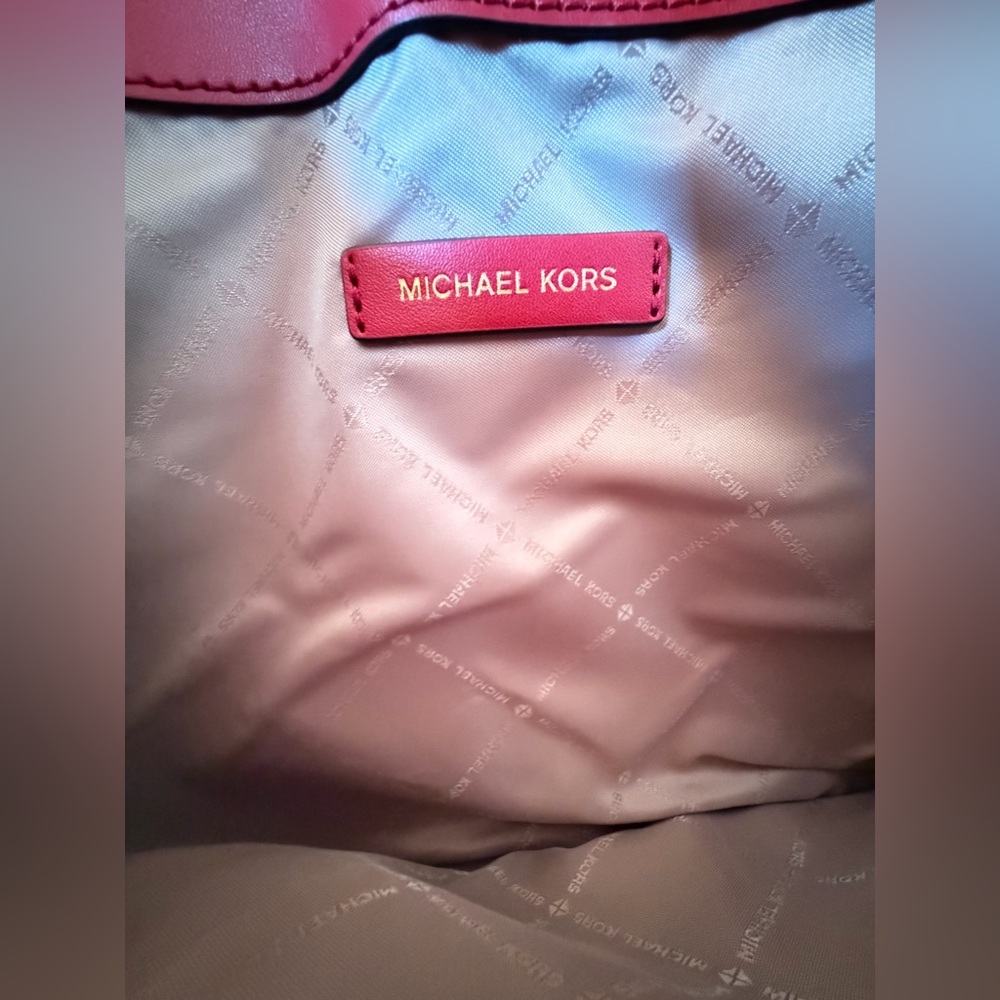 Michael Kors Camille LG Satchel Shoulder Bag MK Red Multi - Picture 7 of 11